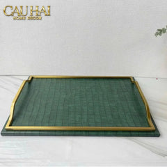 Maison Couture - Khay Da Chữ Nhật Emerald Cuir Croco Leather Tray 30x40-KHAY TRANG TRÍ-CẬU HAI HOME DECOR
