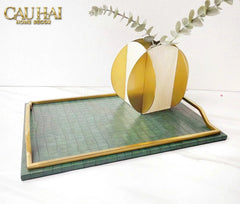 Maison Couture - Khay Da Chữ Nhật Emerald Cuir Croco Leather Tray 30x40-KHAY TRANG TRÍ-CẬU HAI HOME DECOR