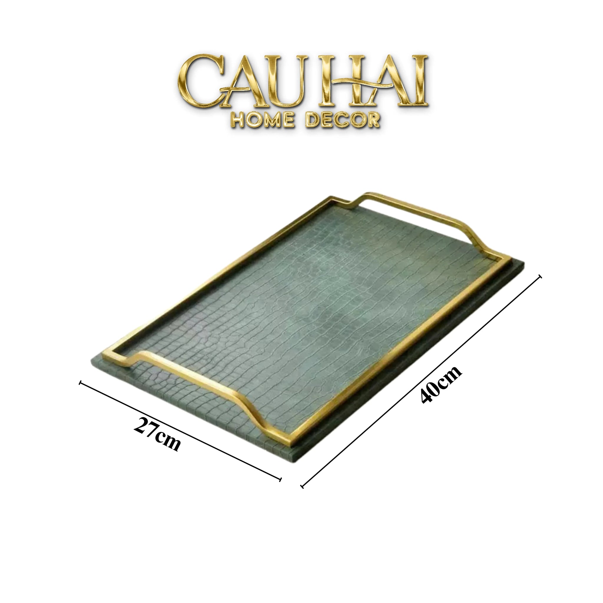 Maison Couture - Khay Da Chữ Nhật Emerald Cuir Croco Leather Tray 30x40-KHAY TRANG TRÍ-CẬU HAI HOME DECOR