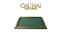 Maison Couture - Khay Da Chữ Nhật Emerald Cuir Croco Leather Tray 30x40-KHAY TRANG TRÍ-CẬU HAI HOME DECOR