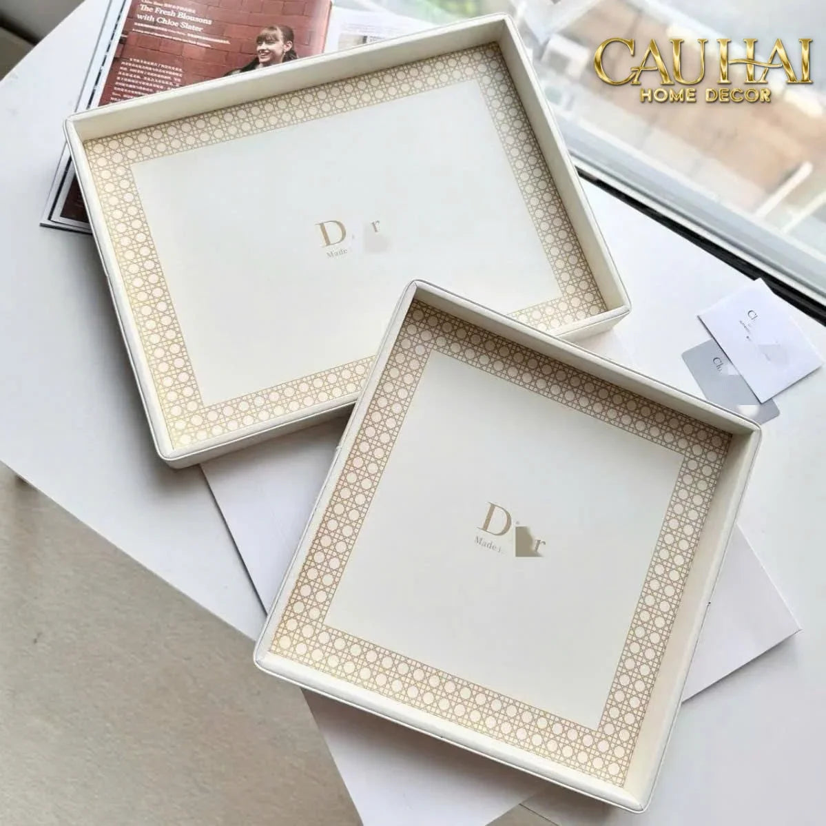 Maison Couture - Khay Da Chữ Nhật Haute Leather D'Ivoire D Class Atélier 30X40-KHAY TRANG TRÍ-CẬU HAI HOME DECOR