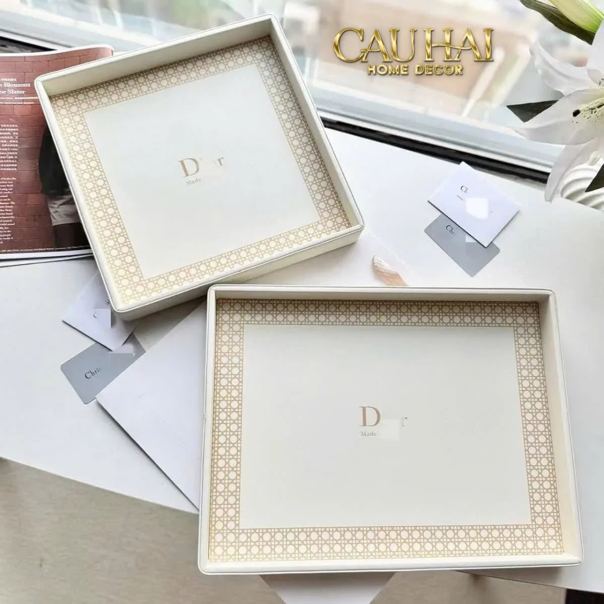 Maison Couture - Khay Da Chữ Nhật Haute Leather D'Ivoire D Class Atélier 30X40-KHAY TRANG TRÍ-CẬU HAI HOME DECOR