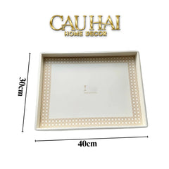 Maison Couture - Khay Da Chữ Nhật Haute Leather D'Ivoire D Class Atélier 30X40-KHAY TRANG TRÍ-CẬU HAI HOME DECOR