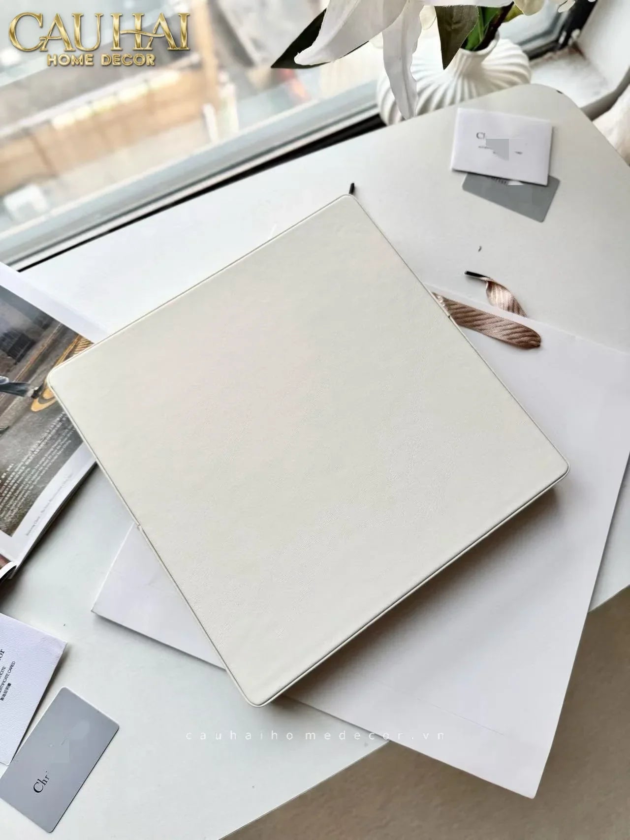 Maison Couture - Khay Da Chữ Nhật Haute Leather D'Ivoire D Class Atélier 30X40-KHAY TRANG TRÍ-CẬU HAI HOME DECOR
