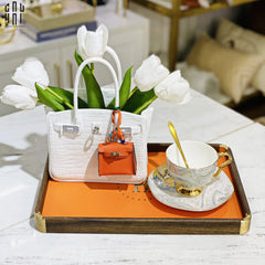 Maison Couture - Khay Da Chữ Nhật Orange H Class Signature Decorative Trays 24x35-KHAY TRANG TRÍ-CẬU HAI HOME DECOR