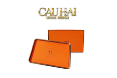Maison Couture - Khay Da Chữ Nhật Orange H Class Signature Decorative Trays 24x35-KHAY TRANG TRÍ-CẬU HAI HOME DECOR