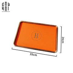 Maison Couture - Khay Da Chữ Nhật Orange H Class Signature Decorative Trays 24x35-KHAY TRANG TRÍ-CẬU HAI HOME DECOR