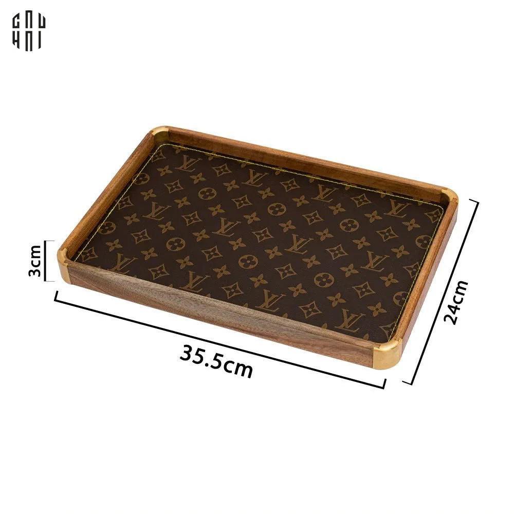 Maison Couture - Khay Da Chữ Nhật Trang Trí Fleur Monogram - Original Hazel Mono 24x35-KHAY TRANG TRÍ-CẬU HAI HOME DECOR