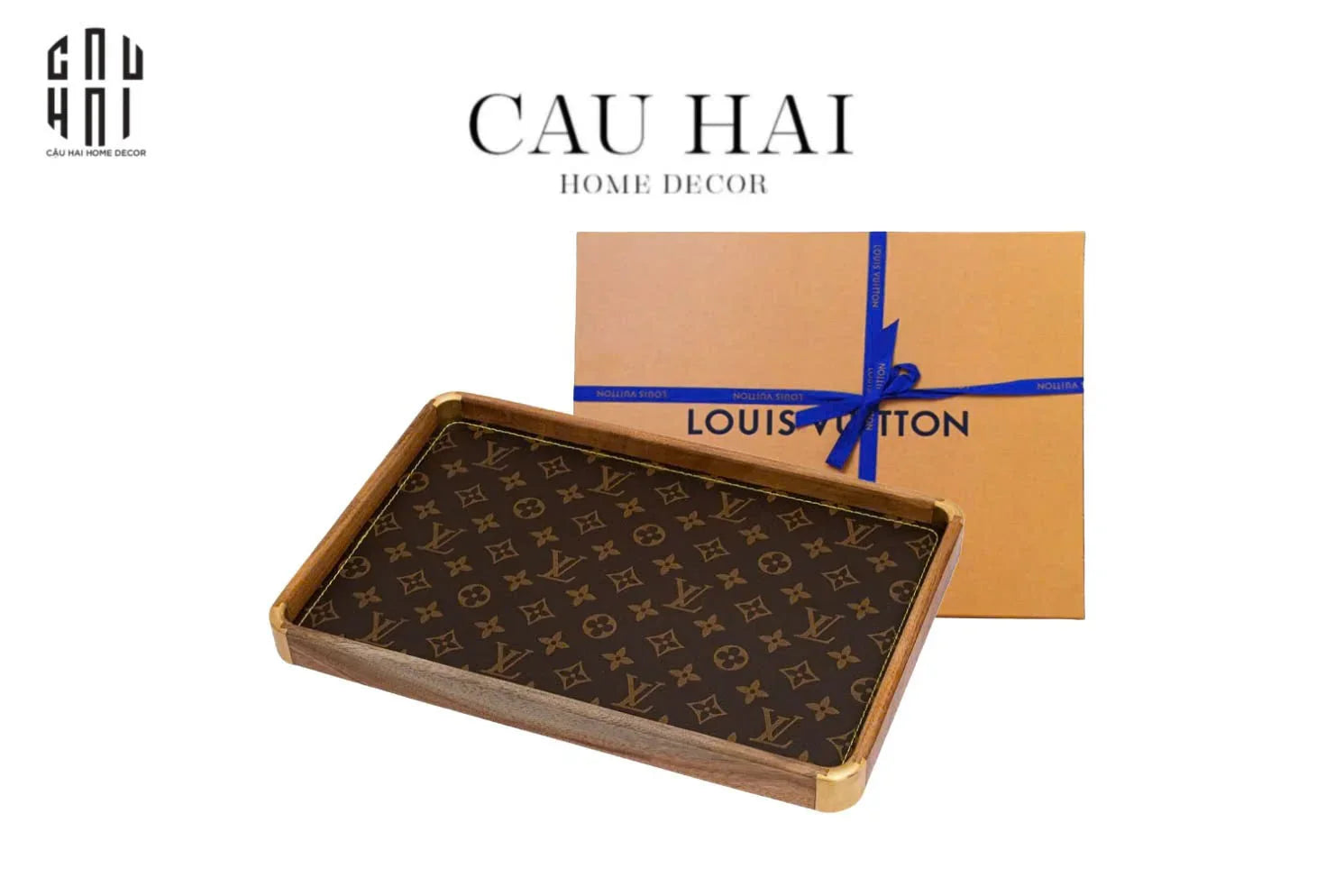 Maison Couture - Khay Da Chữ Nhật Trang Trí Fleur Monogram - Original Hazel Mono 24x35-KHAY TRANG TRÍ-CẬU HAI HOME DECOR