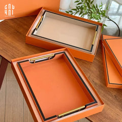 Maison Couture - Khay Da H Calf Leather - Orange H Signature 40 - Full Box-KHAY TRANG TRÍ-CẬU HAI HOME DECOR