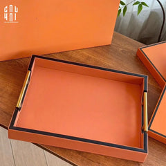 Maison Couture - Khay Da H Calf Leather - Orange H Signature 40 - Full Box-KHAY TRANG TRÍ-CẬU HAI HOME DECOR