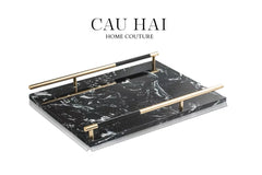 Maison Couture - Khay Đá Marble Chữ Nhật Phantom Golden Handles 30×40-KHAY TRANG TRÍ-CẬU HAI HOME DECOR