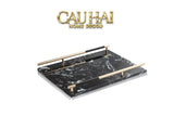 Maison Couture - Khay Đá Marble Chữ Nhật Phantom Golden Handles 30×40-KHAY TRANG TRÍ-CẬU HAI HOME DECOR
