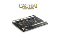 Maison Couture - Khay Đá Marble Chữ Nhật Phantom Golden Handles 30×40-KHAY TRANG TRÍ-CẬU HAI HOME DECOR