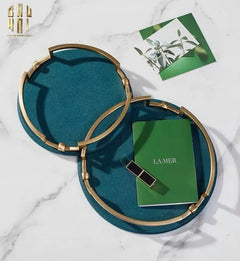 Maison Couture - Khay Da Tròn Lux Leather Emerald Oracle D35-KHAY TRANG TRÍ-CẬU HAI HOME DECOR