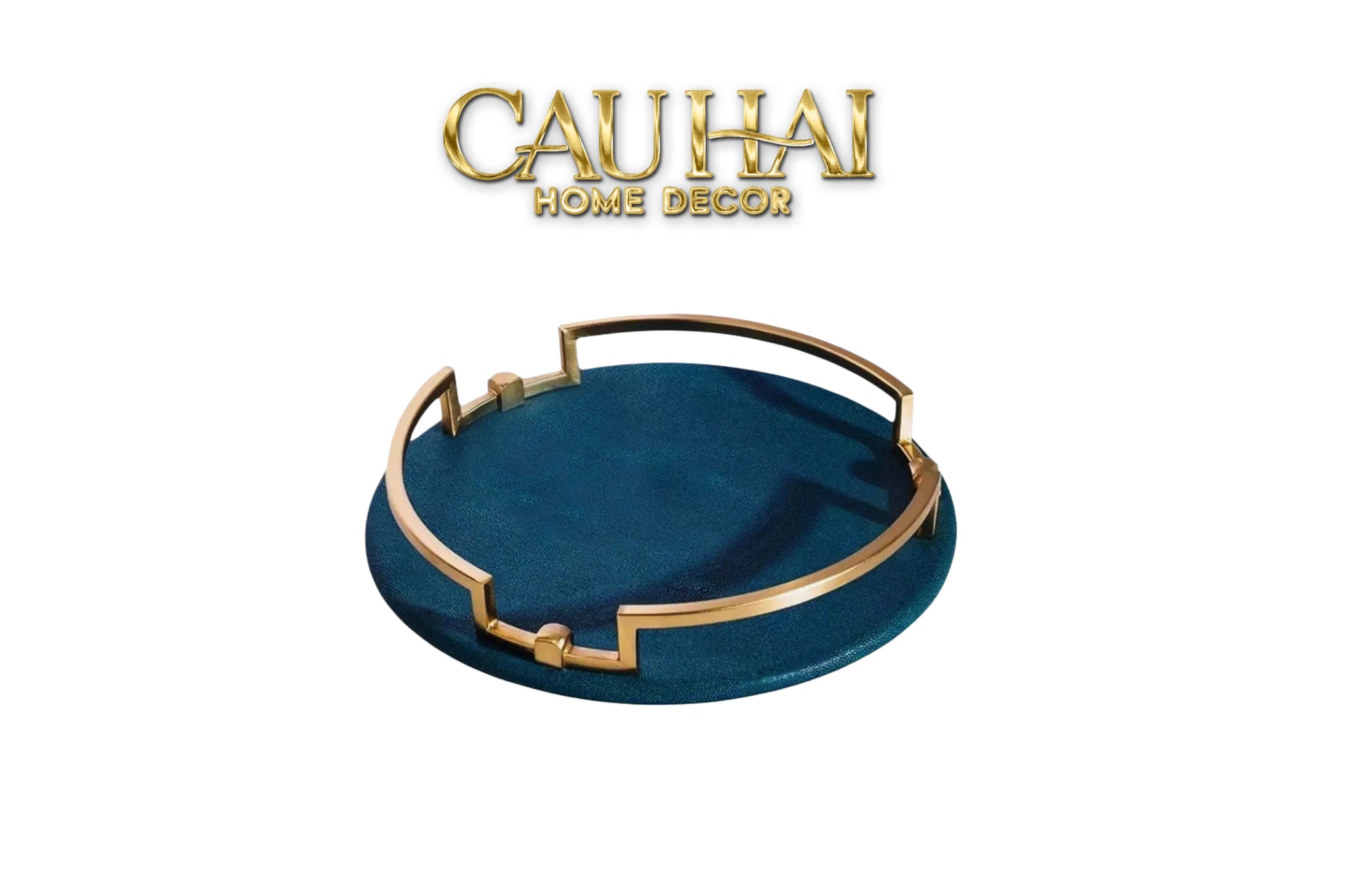 Maison Couture - Khay Da Tròn Lux Leather Emerald Oracle D35-KHAY TRANG TRÍ-CẬU HAI HOME DECOR