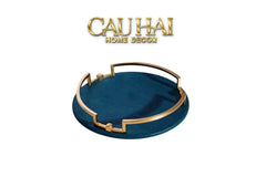 Maison Couture - Khay Da Tròn Lux Leather Emerald Oracle D35-KHAY TRANG TRÍ-CẬU HAI HOME DECOR