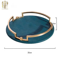 Maison Couture - Khay Da Tròn Lux Leather Emerald Oracle D35-KHAY TRANG TRÍ-CẬU HAI HOME DECOR