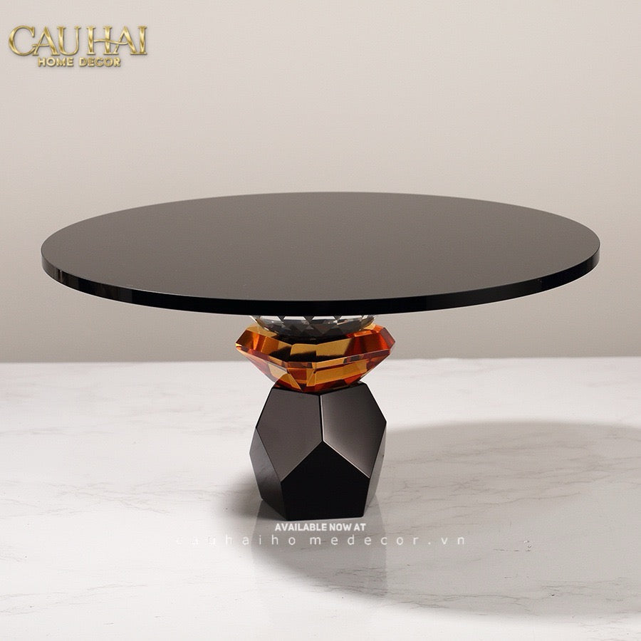 Maison Couture - Khay Đế Tròn Pha Lê Đen - Savoir Cristalleries Atélier Display Trays 30x30x15-CẬU HAI HOME DECOR
