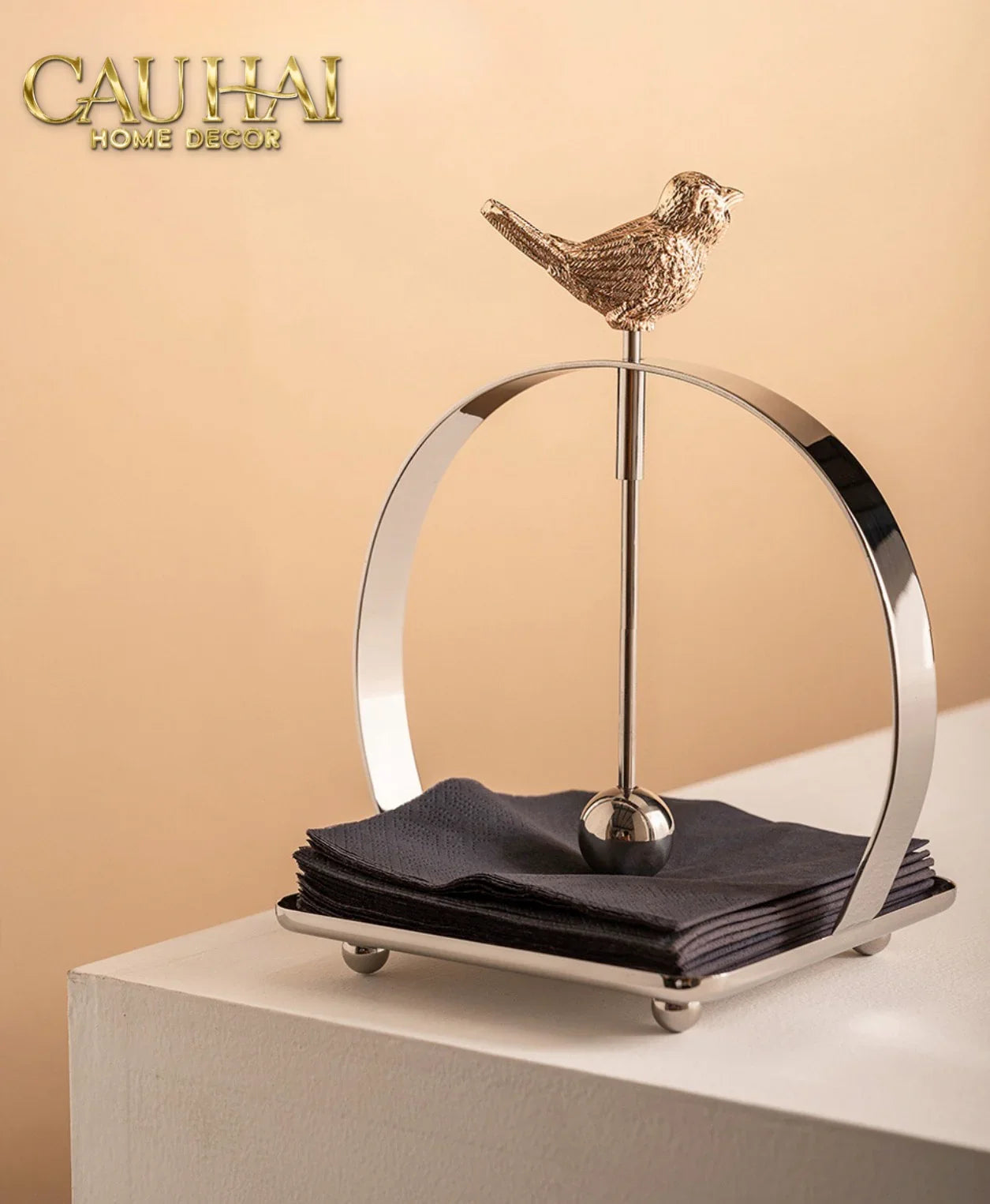 Maison Couture - Khay Giấy Vuông L’Oiseau Doré Cocktail Napkin Holder-HỘP KHĂN GIẤY-CẬU HAI HOME DECOR