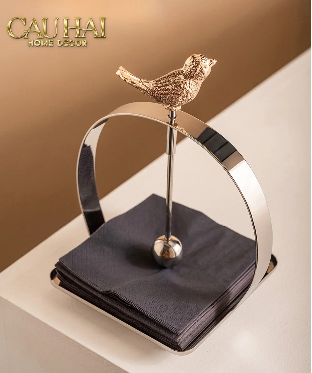 Maison Couture - Khay Giấy Vuông L’Oiseau Doré Cocktail Napkin Holder-HỘP KHĂN GIẤY-CẬU HAI HOME DECOR