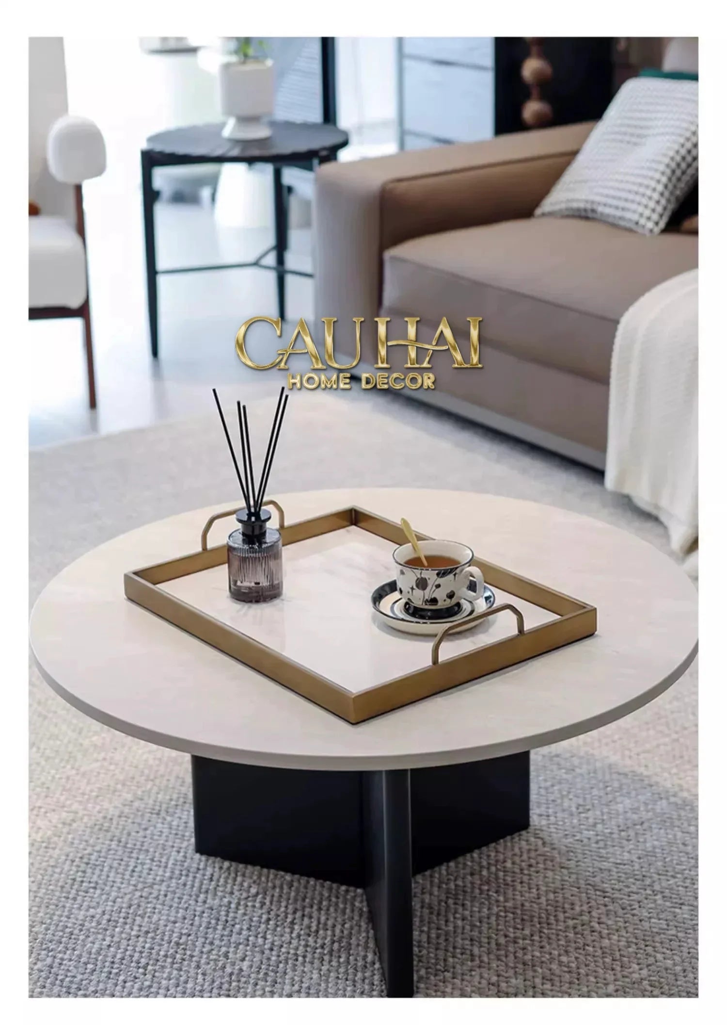 Maison Couture - Khay Gỗ Chữ Nhật Céline Opaline Blanc Decoratives Trays 45x35-CẬU HAI HOME DECOR