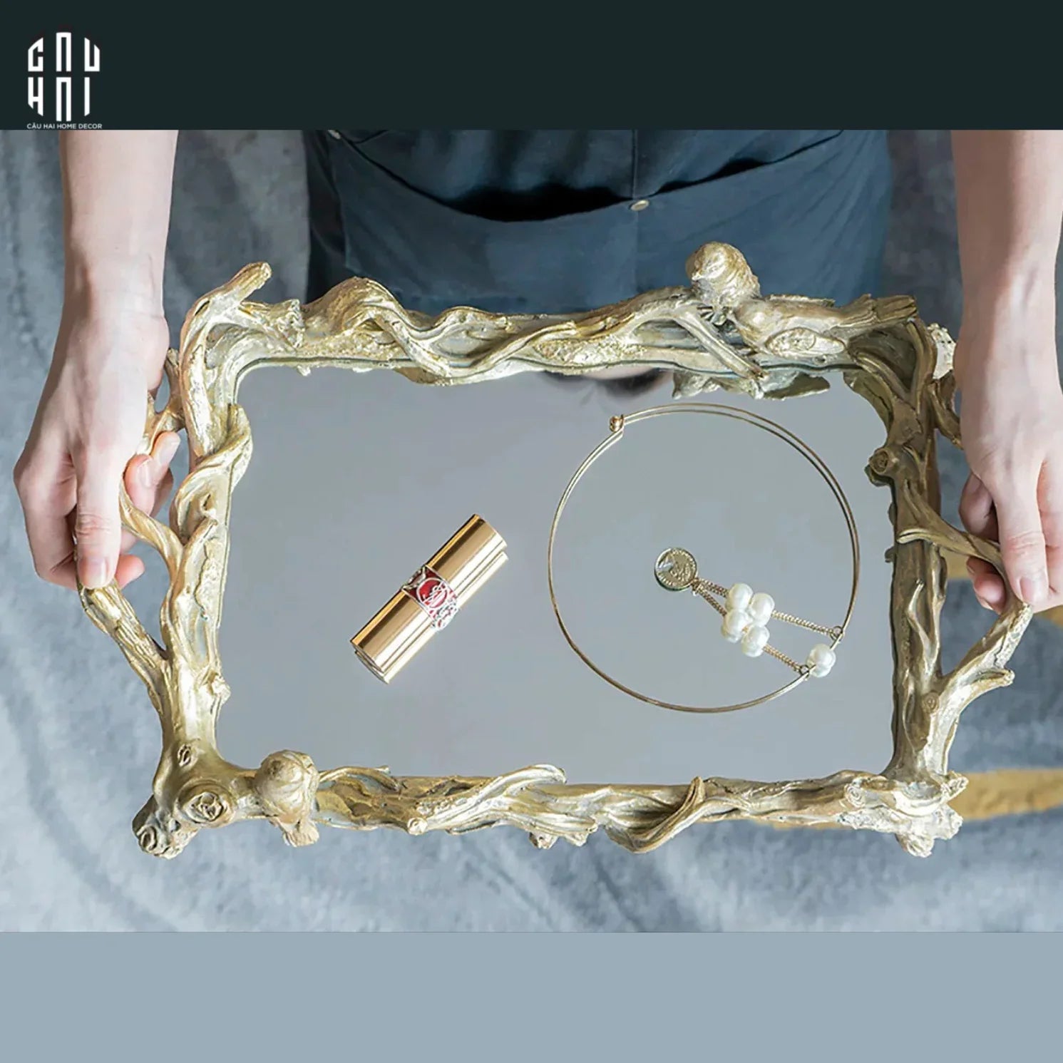 Maison Couture - Khay Gương Chữ Nhật Fairy Tales Timeless Trays 43x25x11-KHAY TRANG TRÍ-CẬU HAI HOME DECOR