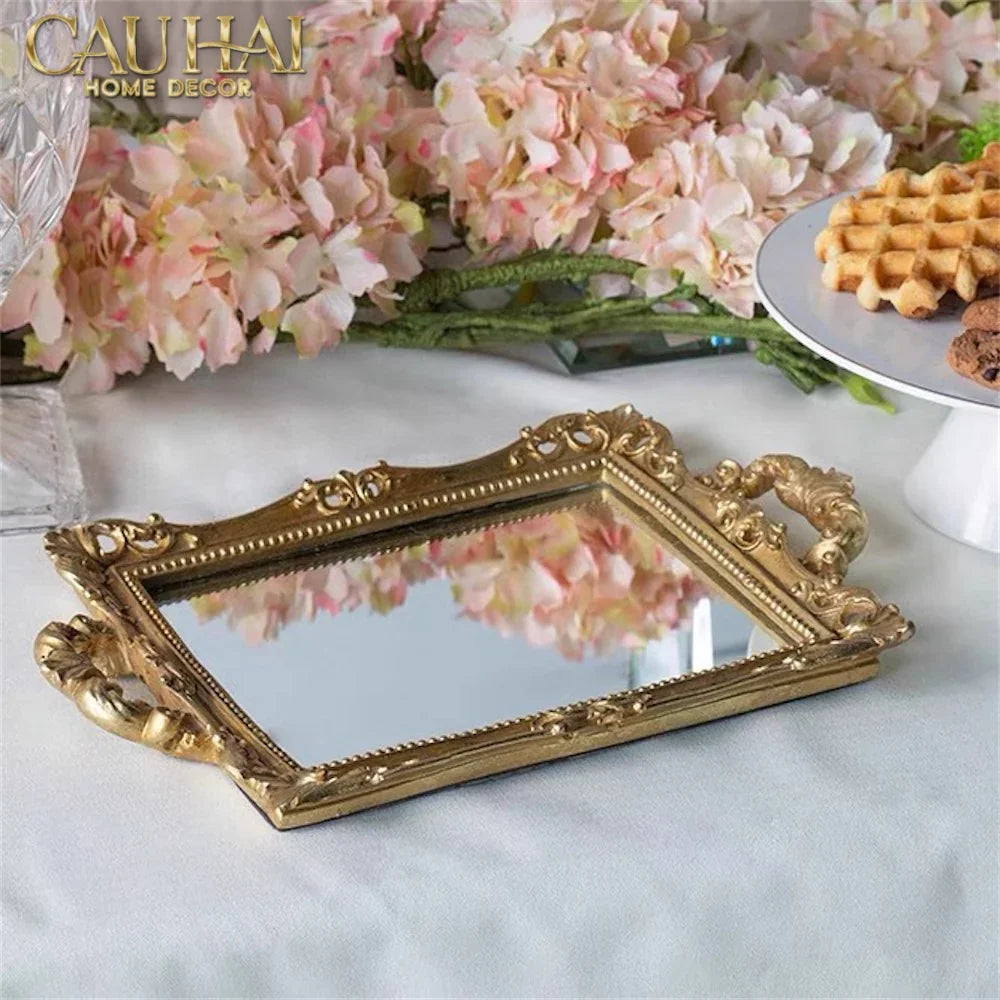 Maison Couture - Khay Gương Chữ Nhật V Class Barocco Frame Rectangular Trays Size 38-KHAY TRANG TRÍ-CẬU HAI HOME DECOR