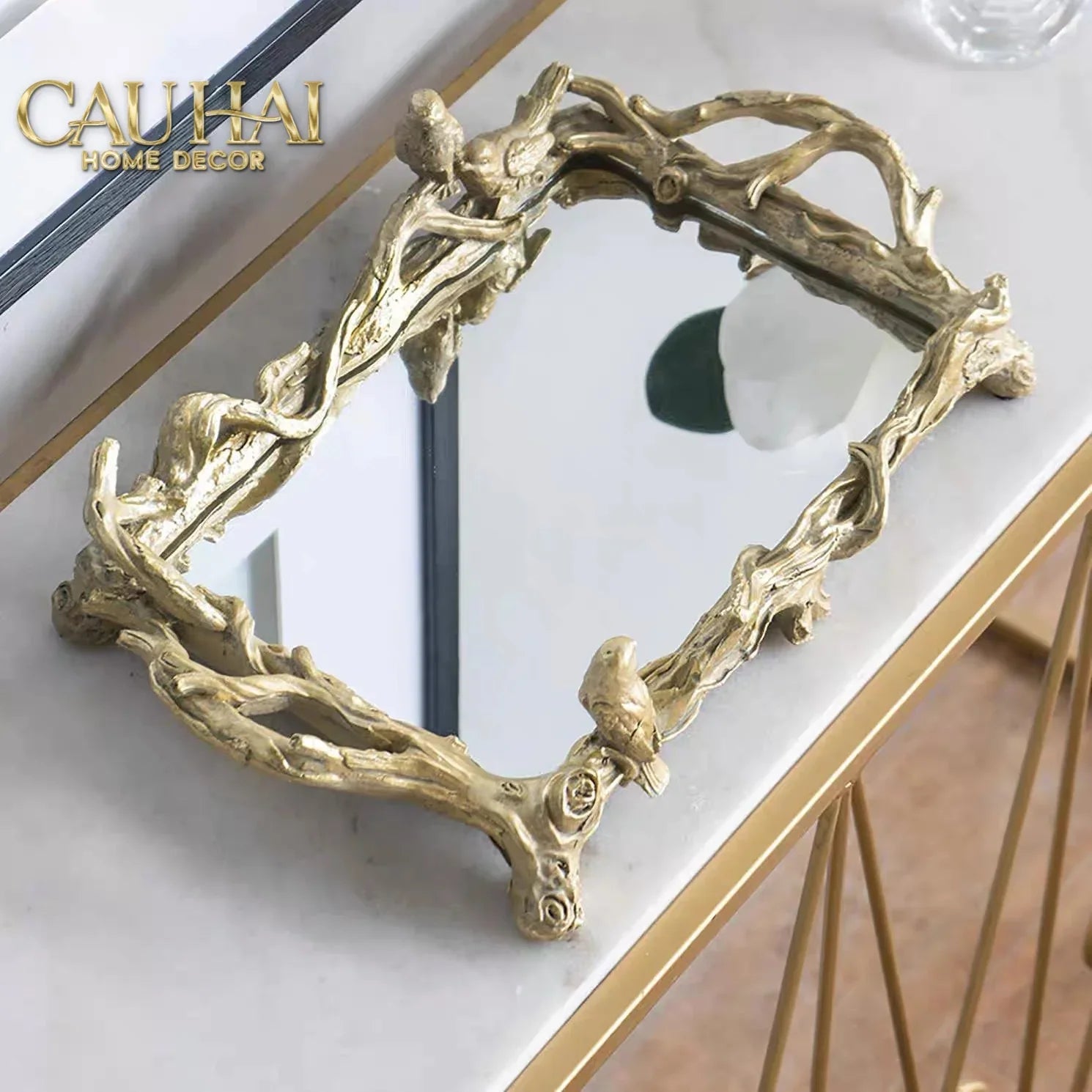 Maison Couture - Khay Gương Chữ Nhật V Class Barocco Frame Rectangular Trays Size 38-KHAY TRANG TRÍ-CẬU HAI HOME DECOR