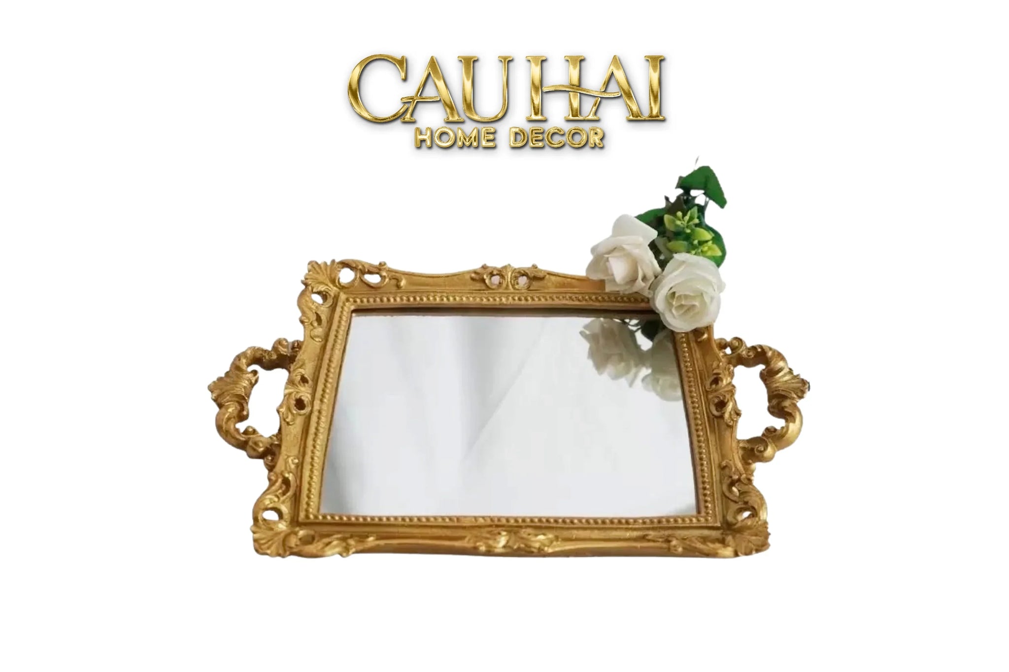 Maison Couture - Khay Gương Chữ Nhật V Class Barocco Frame Rectangular Trays Size 38-KHAY TRANG TRÍ-CẬU HAI HOME DECOR