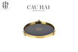 Maison Couture - Khay Gương Đen Tròn Brasson Barocco Medusa Savoir Mirron Ronde Plateau 32-KHAY TRANG TRÍ-CẬU HAI HOME DECOR