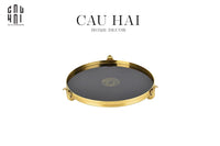 Maison Couture - Khay Gương Đen Tròn Brasson Barocco Medusa Savoir Mirron Ronde Plateau 32-KHAY TRANG TRÍ-CẬU HAI HOME DECOR