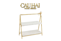 Maison Couture - Khay Kệ 2 Tầng Bằng Đồng Đá Marble Papillon Lumière Tiered Organizer 16.5x33.5x34-KHAY TRANG TRÍ-CẬU HAI HOME DECOR
