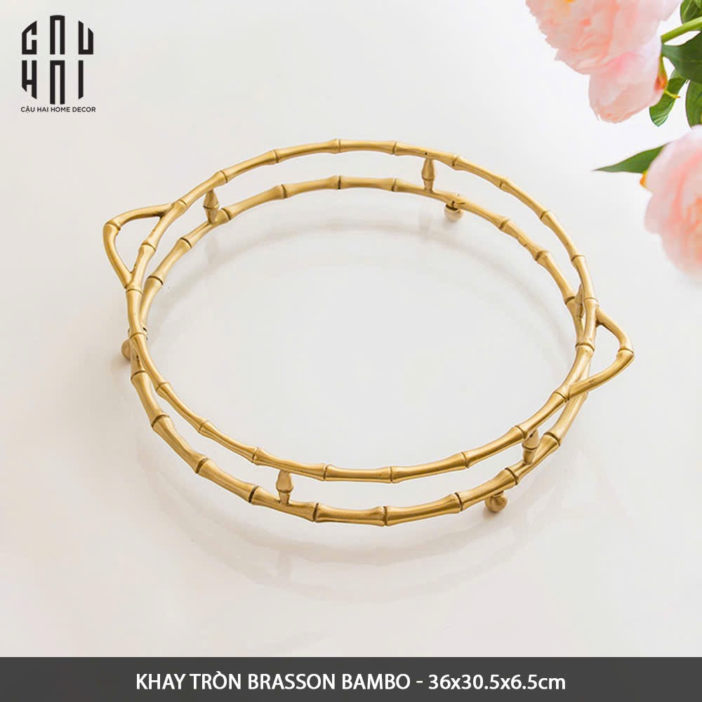 Maison Couture - Khay Tròn Bamboo Bằng Đồng - Brasson Mirror Héritage Ronde Decoratives Trays D30-CẬU HAI HOME DECOR