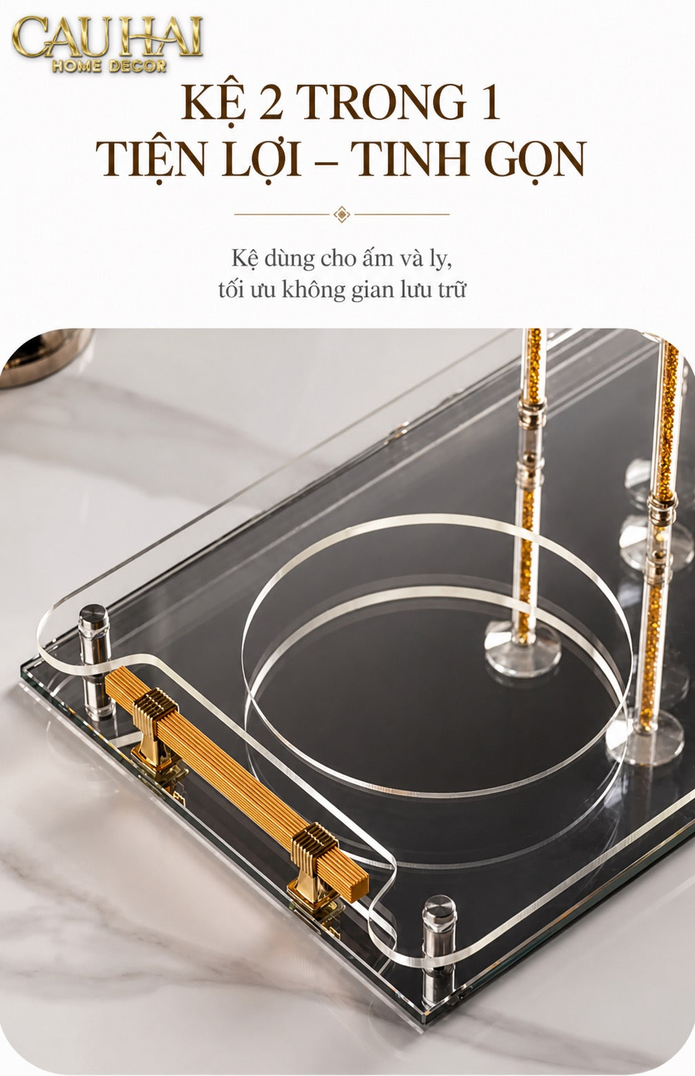 Maison Couture – Khay Úp Ly Cristalleries 6 Slot 2-In-1 Bar Tray – Aurum-KHAY TRANG TRÍ-CẬU HAI HOME DECOR-CẬU HAI HOME DECOR