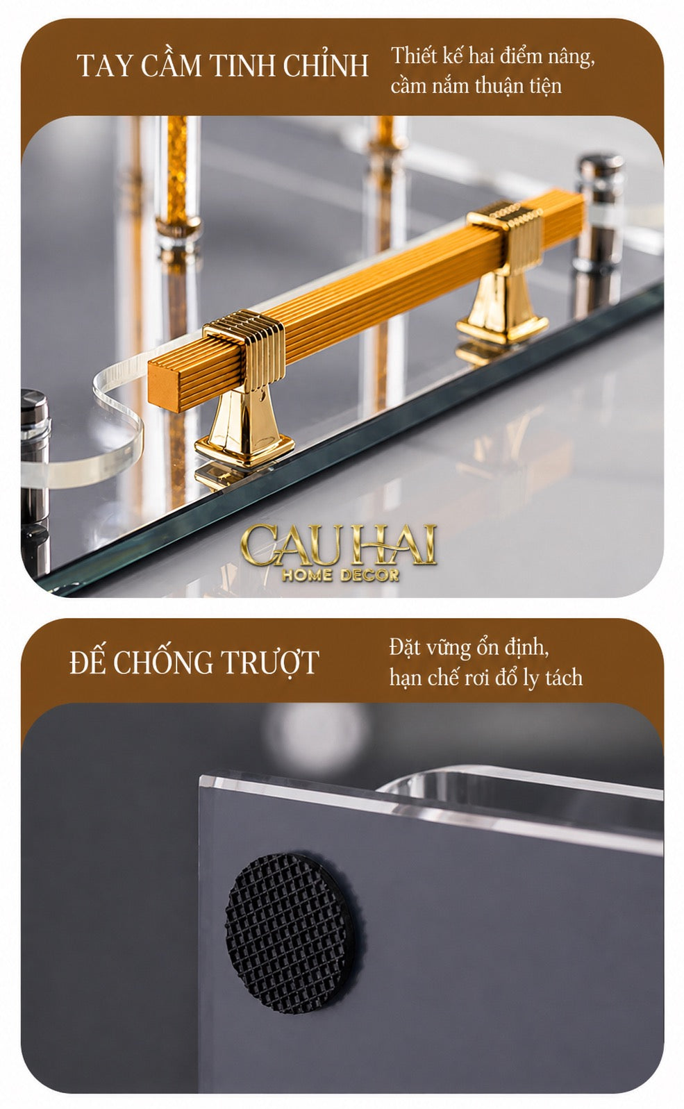 Maison Couture – Khay Úp Ly Cristalleries 6 Slot 2-In-1 Bar Tray – Aurum-CẬU HAI HOME DECOR