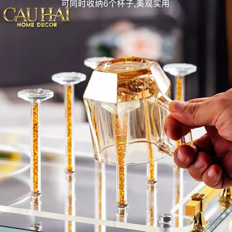 Maison Couture – Khay Úp Ly Cristalleries 6 Slot 2-In-1 Bar Tray – Aurum-CẬU HAI HOME DECOR