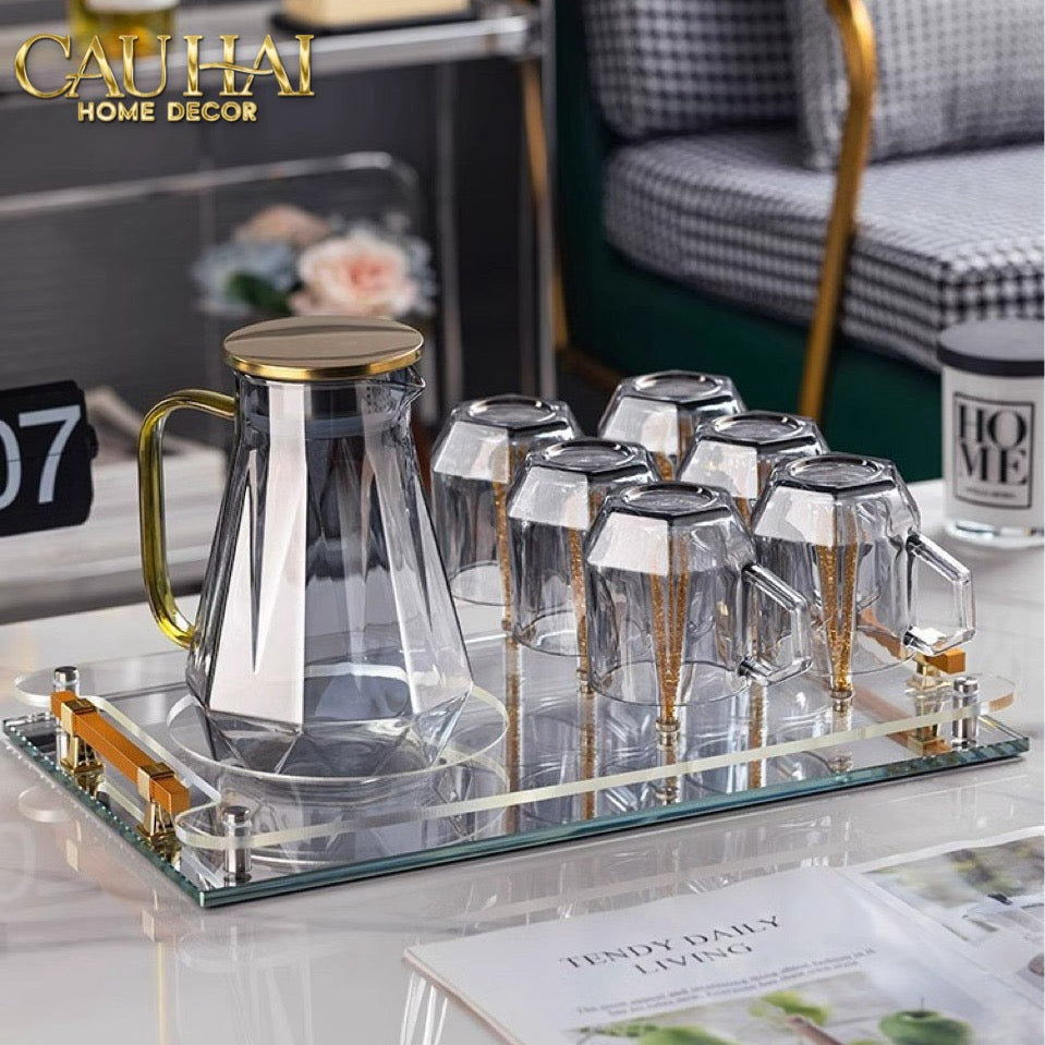 Maison Couture – Khay Úp Ly Cristalleries 6 Slot 2-In-1 Bar Tray – Aurum-KHAY TRANG TRÍ-CẬU HAI HOME DECOR-CẬU HAI HOME DECOR