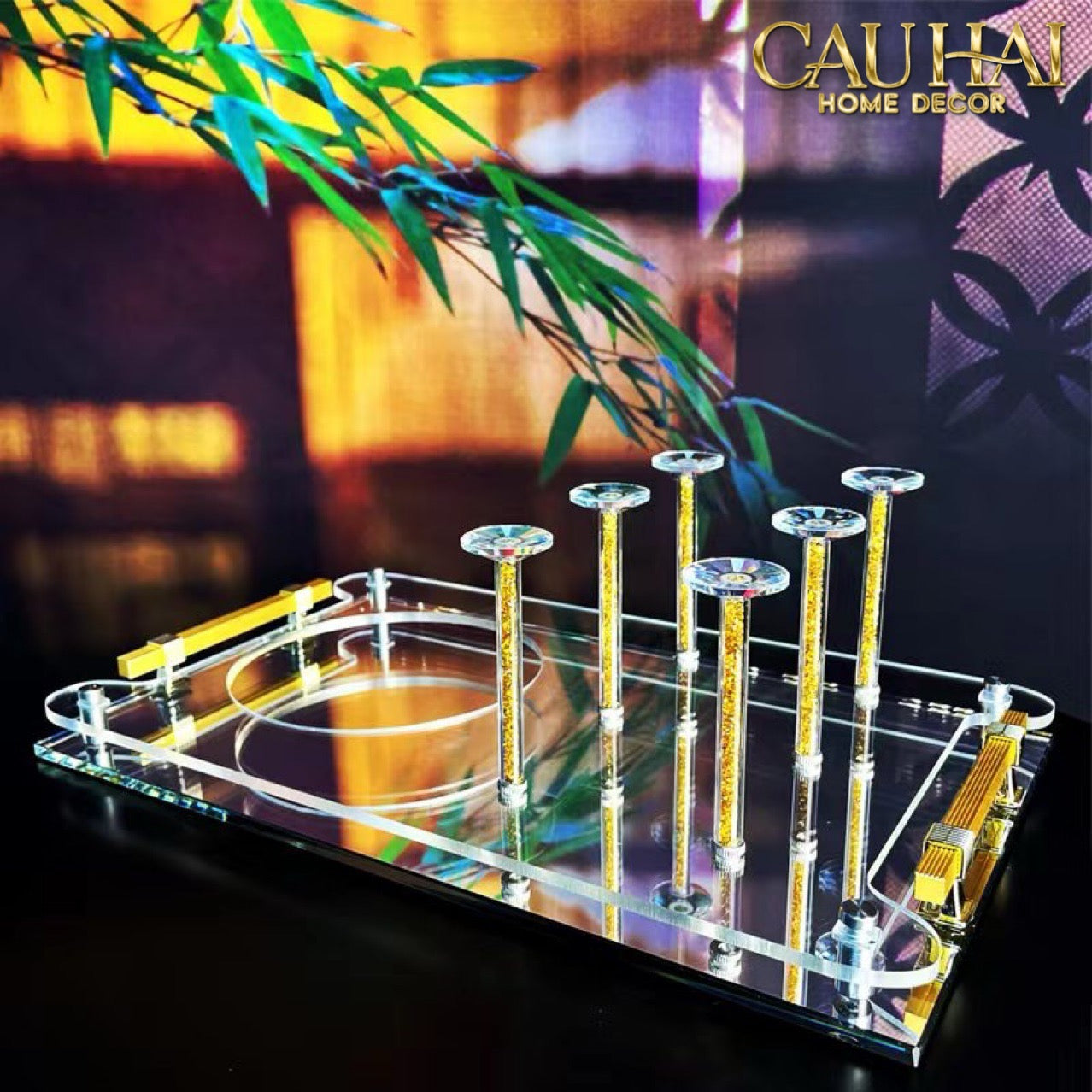 Maison Couture – Khay Úp Ly Cristalleries 6 Slot 2-In-1 Bar Tray – Aurum-CẬU HAI HOME DECOR