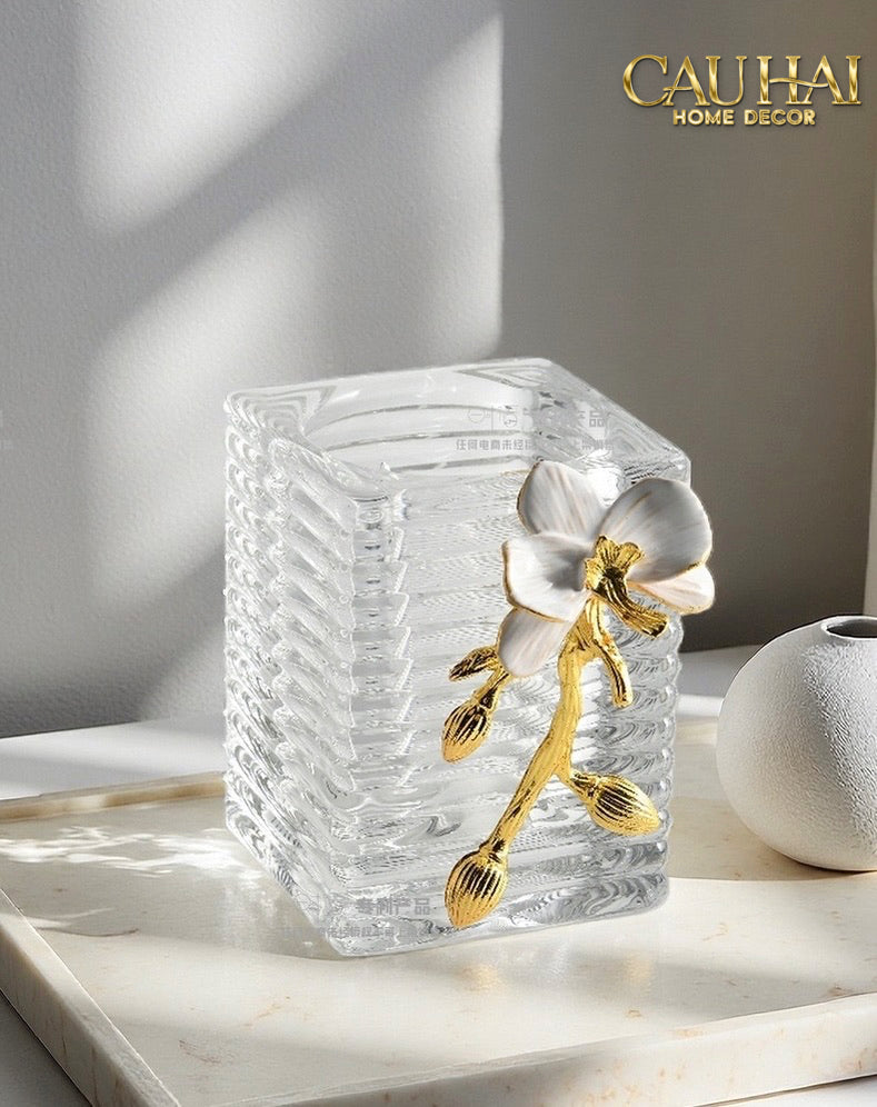 Maison Couture – Lọ Đựng Cọ Haute Orchid Golden Branches Brush Holder-Lọ Tăm bông - Bathroom Vanity-CẬU HAI HOME DECOR-CẬU HAI HOME DECOR