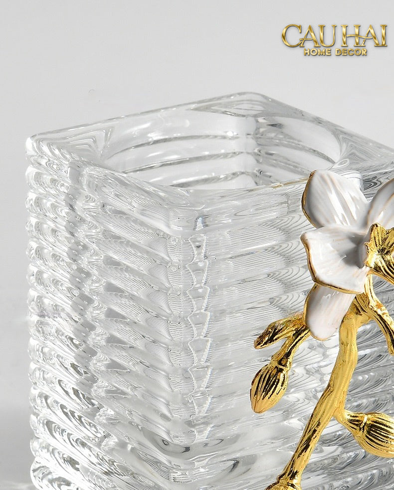 Maison Couture – Lọ Đựng Cọ Haute Orchid Golden Branches Brush Holder-Lọ Tăm bông - Bathroom Vanity-CẬU HAI HOME DECOR-CẬU HAI HOME DECOR