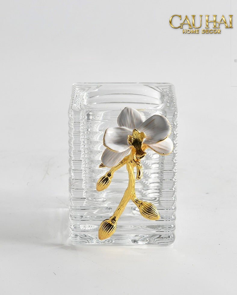 Maison Couture – Lọ Đựng Cọ Haute Orchid Golden Branches Brush Holder-Lọ Tăm bông - Bathroom Vanity-CẬU HAI HOME DECOR-CẬU HAI HOME DECOR