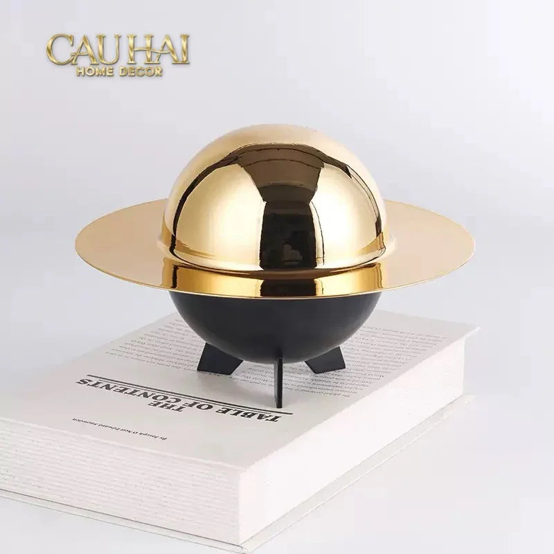 Maison Couture - Lọ Kẹo Golden Planet UFO Pop Art Decoratives Bonbonnière 15x22-Lọ kẹo Canister Bonbonnière-CẬU HAI HOME DECOR
