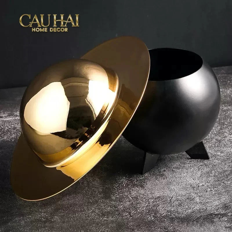 Maison Couture - Lọ Kẹo Golden Planet UFO Pop Art Decoratives Bonbonnière 15x22-Lọ kẹo Canister Bonbonnière-CẬU HAI HOME DECOR