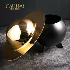 Maison Couture - Lọ Kẹo Golden Planet UFO Pop Art Decoratives Bonbonnière 15x22-Lọ kẹo Canister Bonbonnière-CẬU HAI HOME DECOR