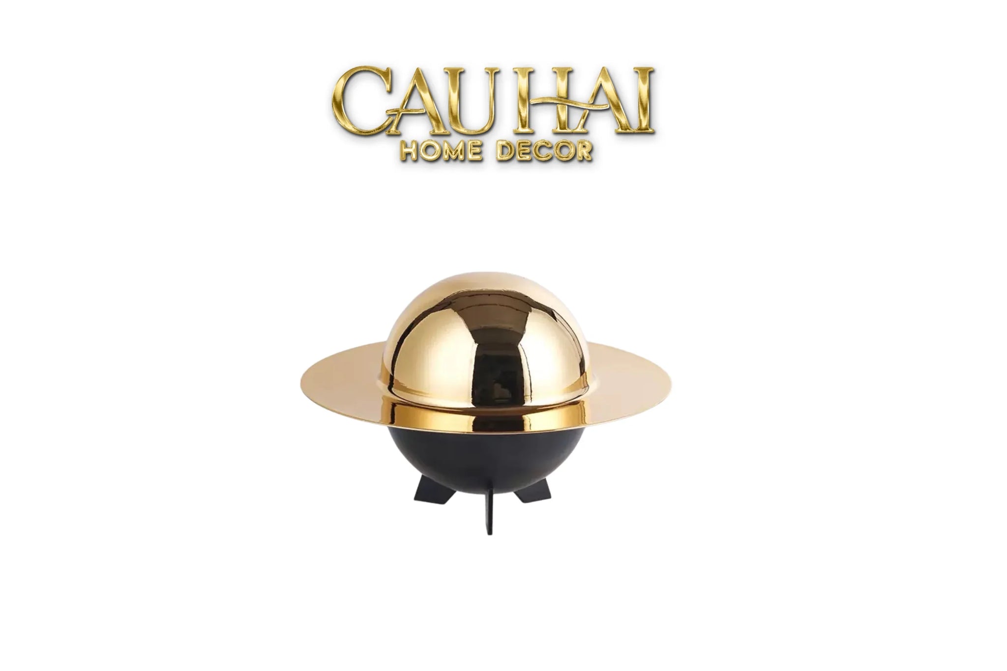 Maison Couture - Lọ Kẹo Golden Planet UFO Pop Art Decoratives Bonbonnière 15x22-Lọ kẹo Canister Bonbonnière-CẬU HAI HOME DECOR