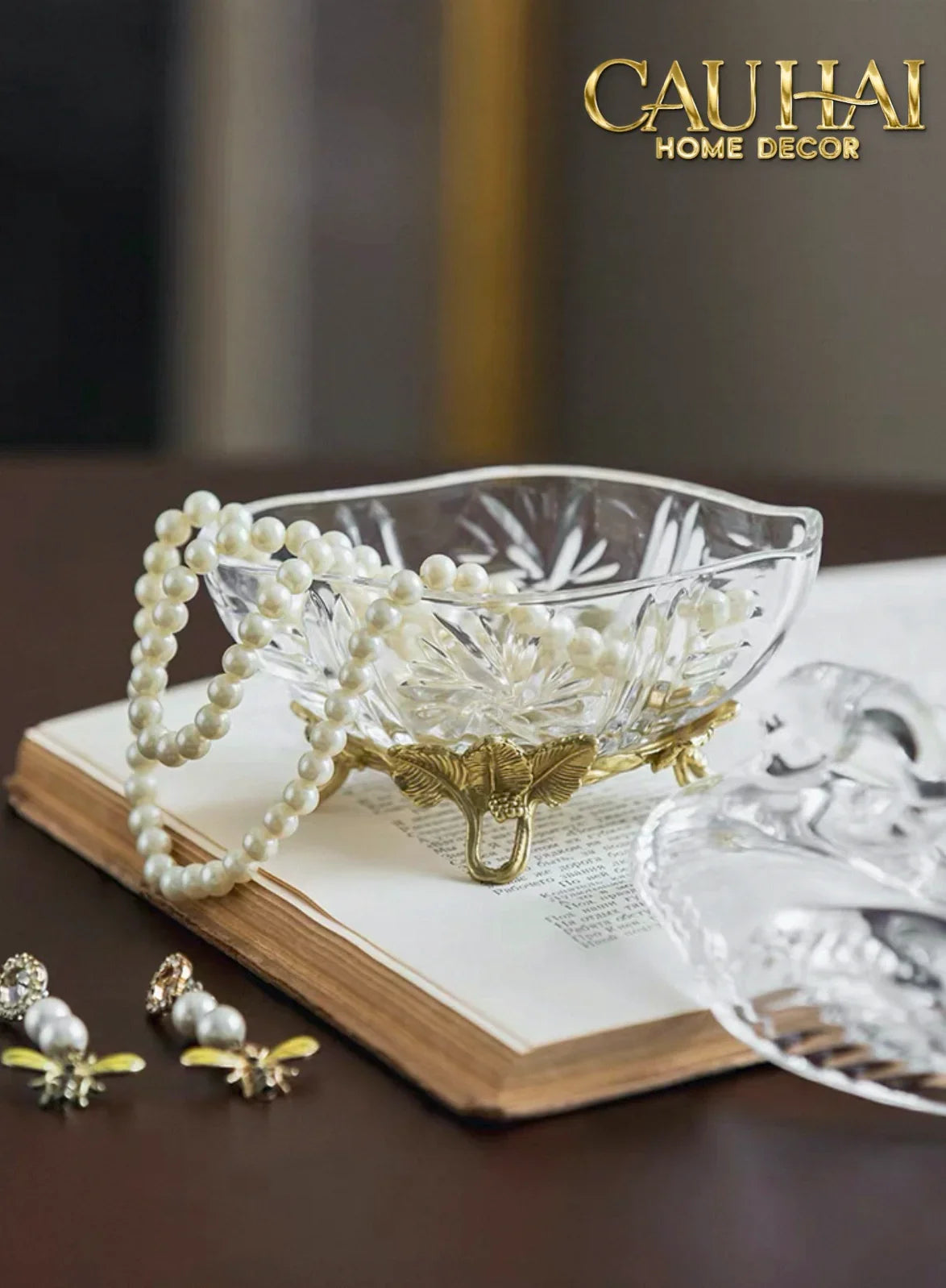 Maison Couture - Lọ Kẹo Thiên Nga Pha Lê Đế Đồng - Swan De L’Athènes Cristalleries Bonbonnière 9x13.7x14-Lọ kẹo Canister Bonbonnière-CẬU HAI HOME DECOR
