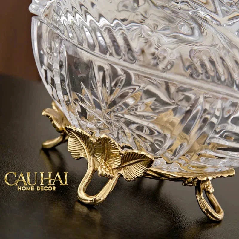 Maison Couture - Lọ Kẹo Thiên Nga Pha Lê Đế Đồng - Swan De L’Athènes Cristalleries Bonbonnière 9x13.7x14-Lọ kẹo Canister Bonbonnière-CẬU HAI HOME DECOR