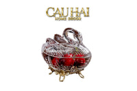Maison Couture - Lọ Kẹo Thiên Nga Pha Lê Đế Đồng - Swan De L’Athènes Cristalleries Bonbonnière 9x13.7x14-Lọ kẹo Canister Bonbonnière-CẬU HAI HOME DECOR
