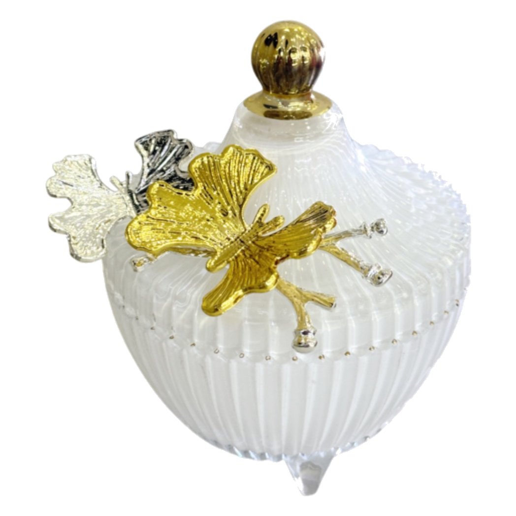 Maison Couture - Lọ Kẹo Thuỷ Tinh Papillon Blance Royale - Cậu Hai Home Decor